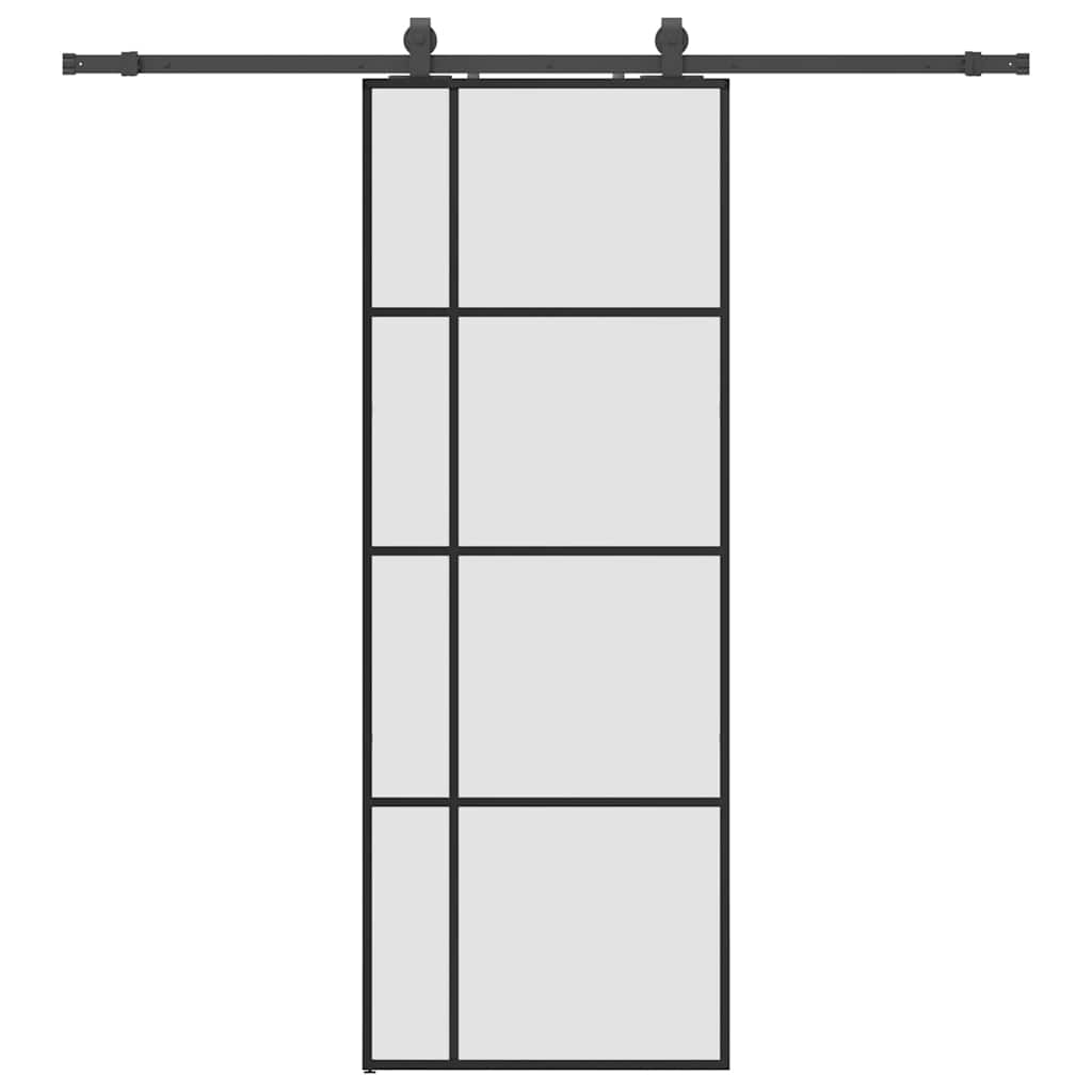 Porta Scorrevole con Ferramenta Nera 76x205 cm in Vetro ESG