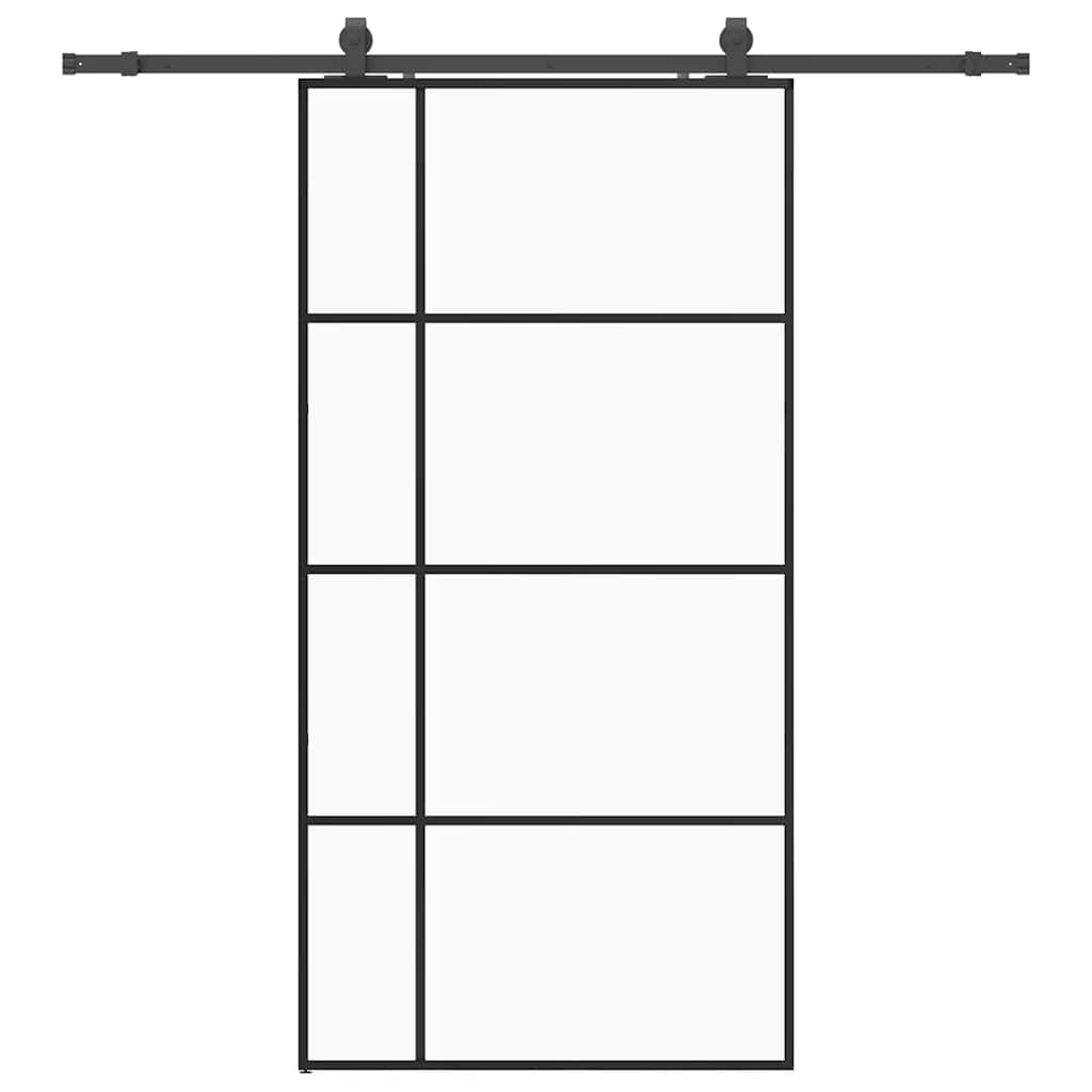 Porta Scorrevole con Ferramenta Nera 102,5x205 cm in Vetro ESG