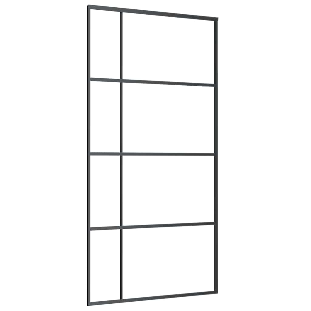 Porta Scorrevole con Ferramenta Nera 102,5x205 cm in Vetro ESG