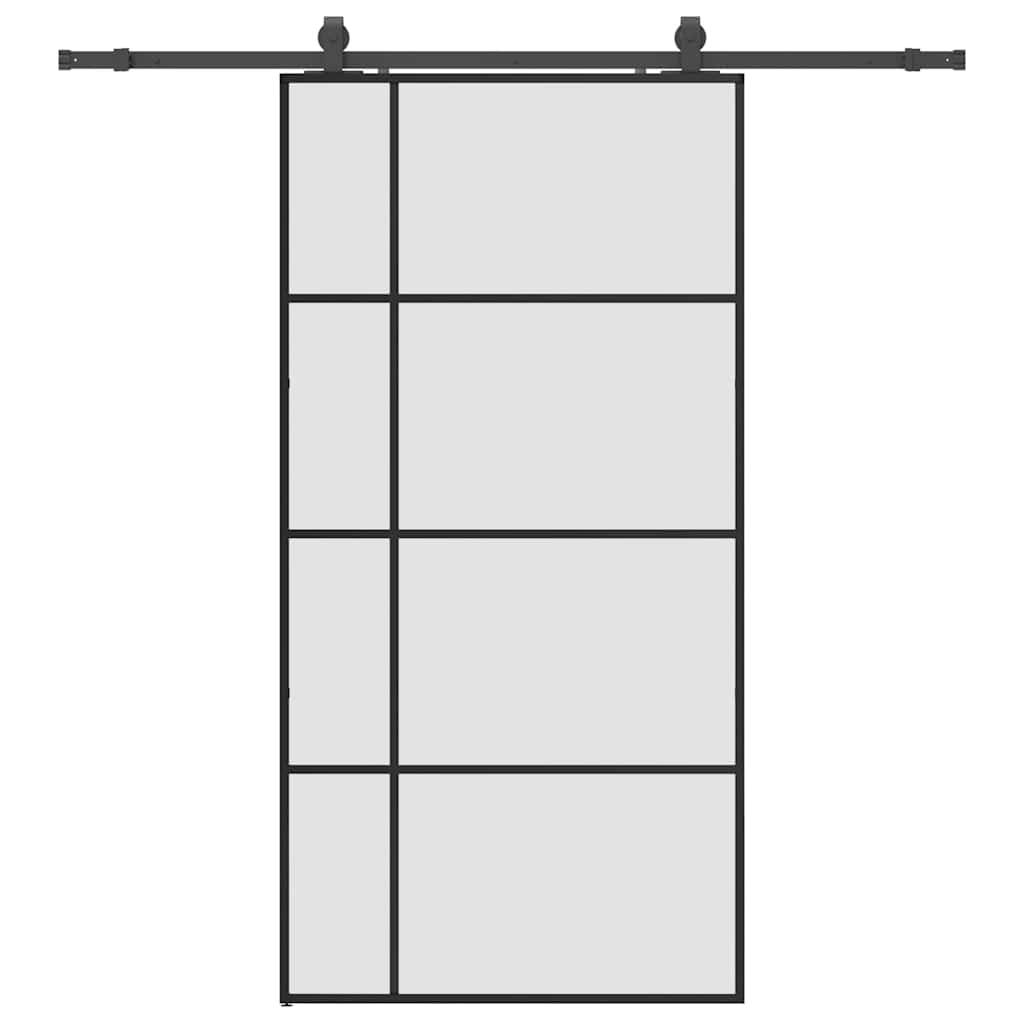 Porta Scorrevole con Ferramenta Nera 102,5x205 cm in Vetro ESG