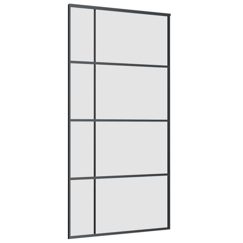 Porta Scorrevole con Ferramenta Nera 102,5x205 cm in Vetro ESG
