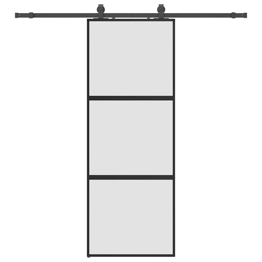 Porta Scorrevole Set Ferramenta Nera 76x205 cm Vetro Temperato