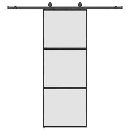 Porta Scorrevole Set Ferramenta Nera 76x205 cm Vetro Temperato