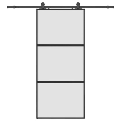 Porta Scorrevole Set Ferramenta Nera 90x205 cm Vetro Temperato
