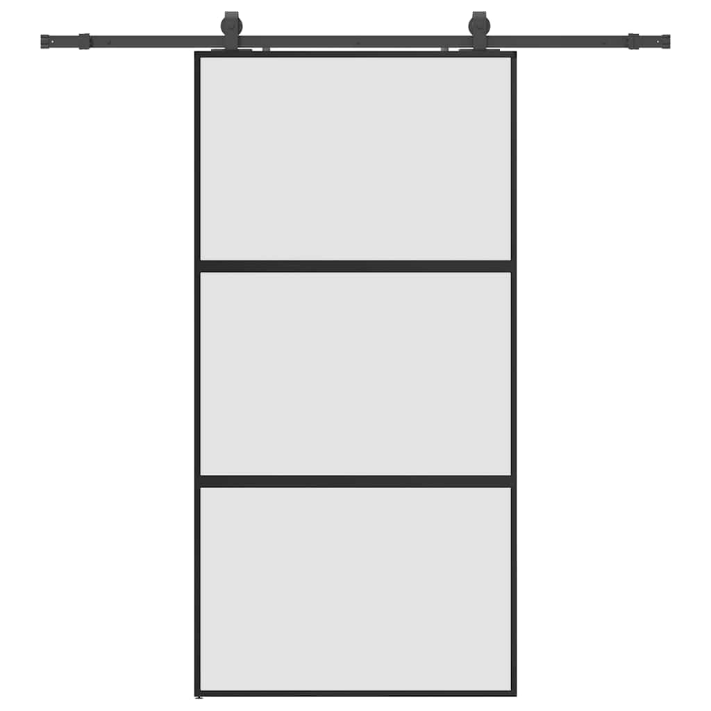 Porta Scorrevole Ferramenta Nera 102,5x205 cm Vetro Temperato