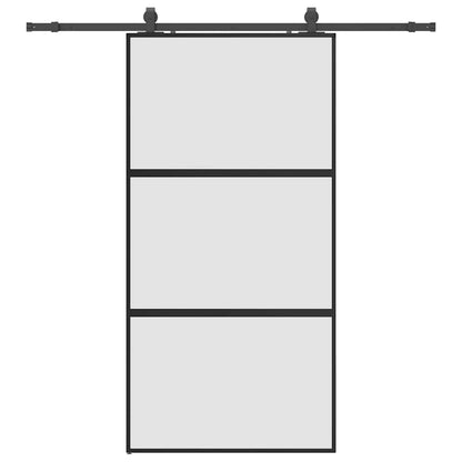 Porta Scorrevole Ferramenta Nera 102,5x205 cm Vetro Temperato