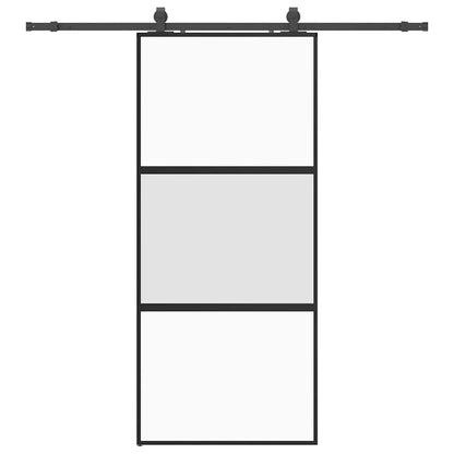 Porta Scorrevole Set Ferramenta Nera 90x205 cm Vetro Temperato