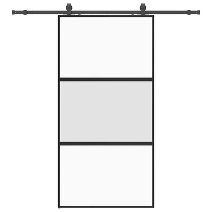 Porta Scorrevole Ferramenta Nera 102,5x205 cm Vetro Temperato