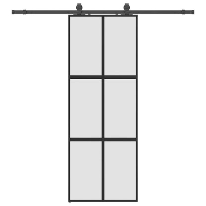 Porta Scorrevole Set Ferramenta Nera 76x205 cm Vetro Temperato