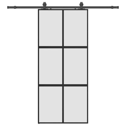 Porta Scorrevole Set Ferramenta Nera 90x205 cm Vetro Temperato