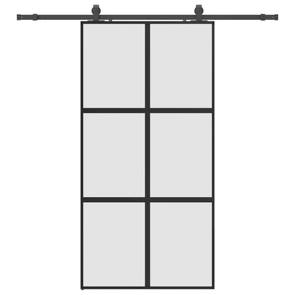 Porta Scorrevole Ferramenta Nera 102,5x205 cm Vetro Temperato