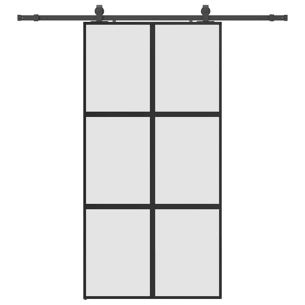 Porta Scorrevole Ferramenta Nera 102,5x205 cm Vetro Temperato