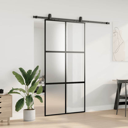 Porta Scorrevole Ferramenta Nera 102,5x205 cm Vetro Temperato
