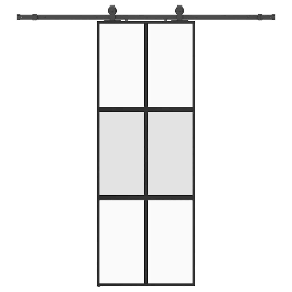Porta Scorrevole Set Ferramenta Nera 76x205 cm Vetro Temperato