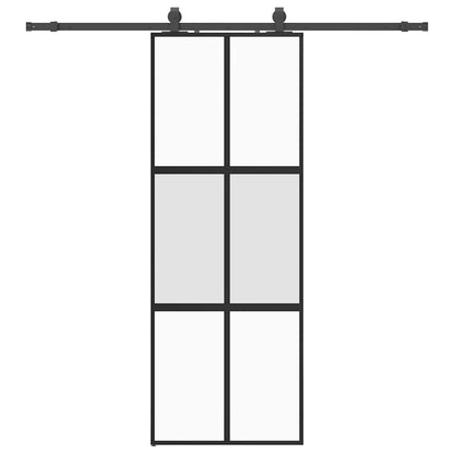 Porta Scorrevole Set Ferramenta Nera 76x205 cm Vetro Temperato