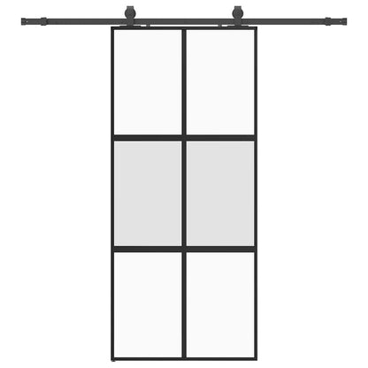 Porta Scorrevole Set Ferramenta Nera 90x205 cm Vetro Temperato