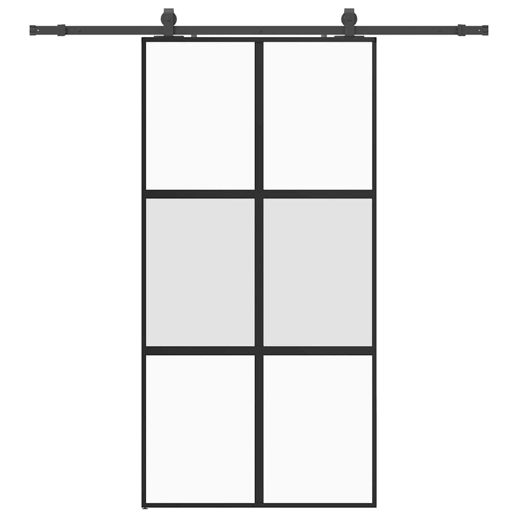Porta Scorrevole Ferramenta Nera 102,5x205 cm Vetro Temperato