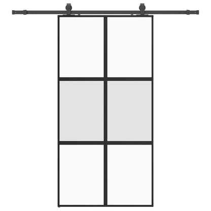 Porta Scorrevole Ferramenta Nera 102,5x205 cm Vetro Temperato