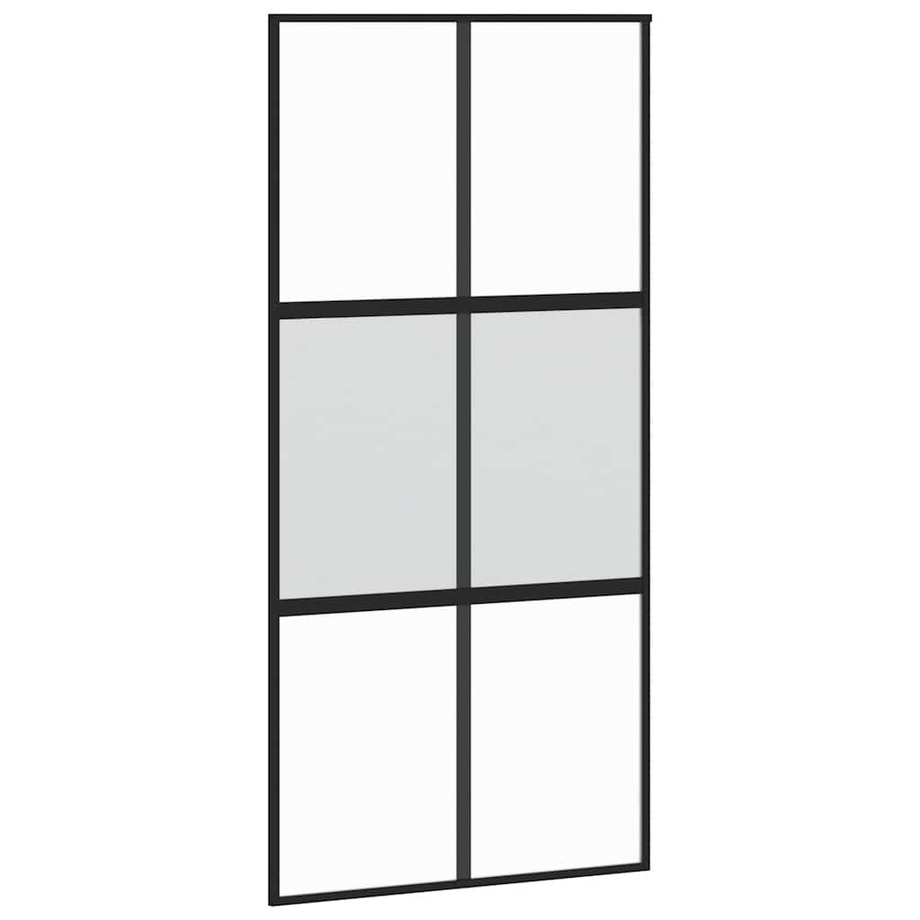 Porta Scorrevole Ferramenta Nera 102,5x205 cm Vetro Temperato