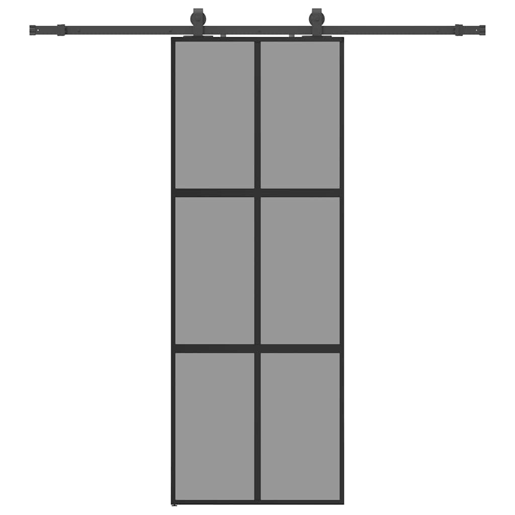 Porta Scorrevole Set Ferramenta Nera 76x205 cm Vetro Temperato
