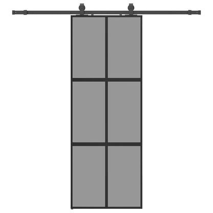 Porta Scorrevole Set Ferramenta Nera 76x205 cm Vetro Temperato