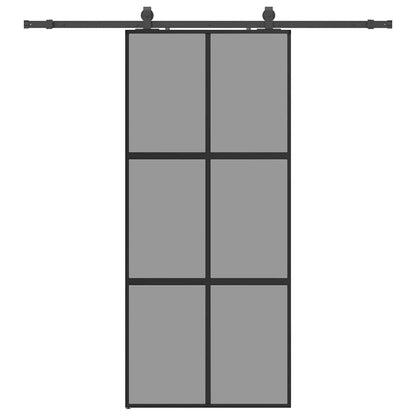 Porta Scorrevole Set Ferramenta Nera 90x205 cm Vetro Temperato