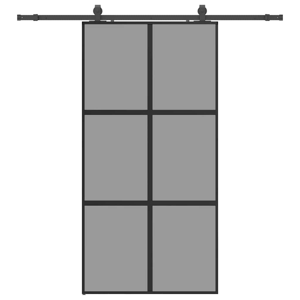 Porta Scorrevole Ferramenta Nera 102,5x205 cm Vetro Temperato