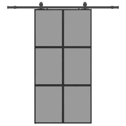 Porta Scorrevole Ferramenta Nera 102,5x205 cm Vetro Temperato