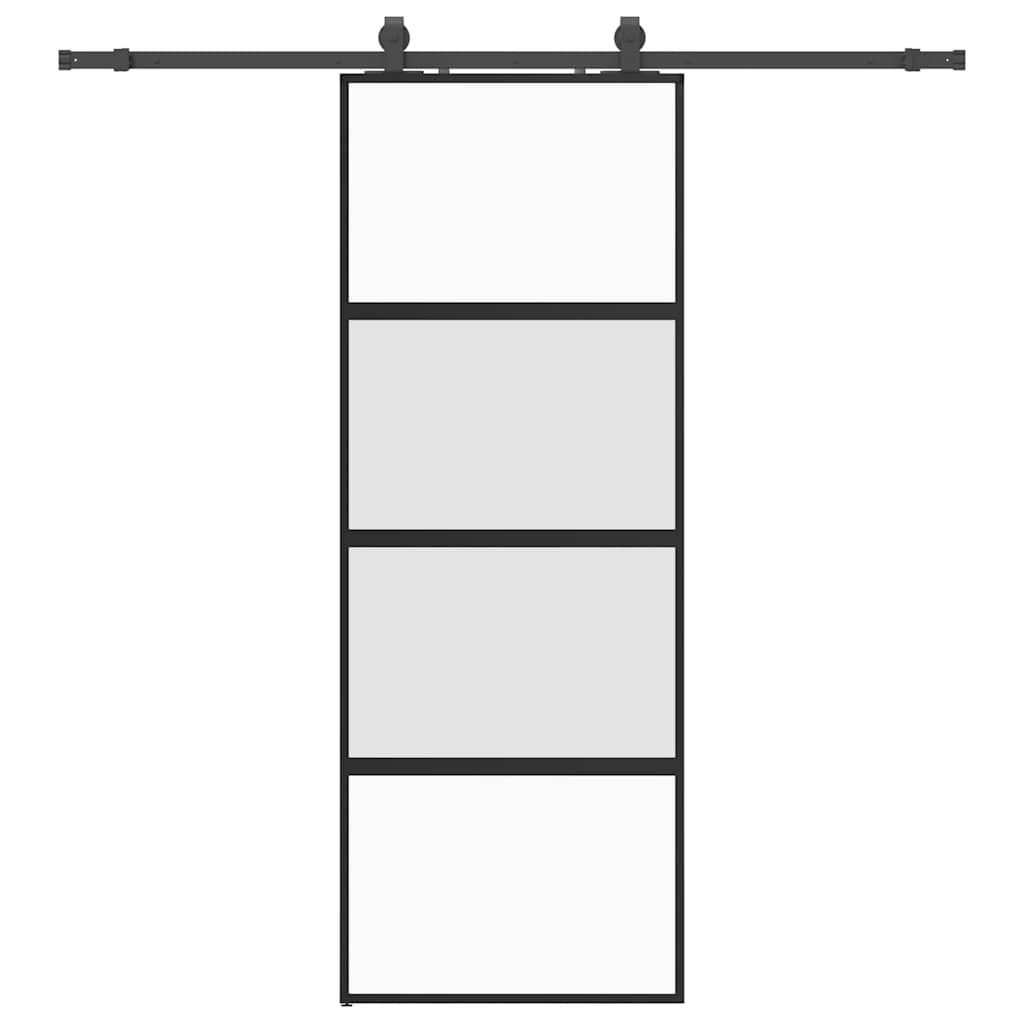 Porta Scorrevole Set Ferramenta Nera 76x205 cm Vetro Temperato