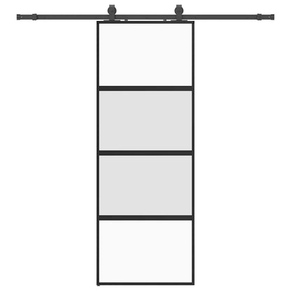 Porta Scorrevole Set Ferramenta Nera 76x205 cm Vetro Temperato