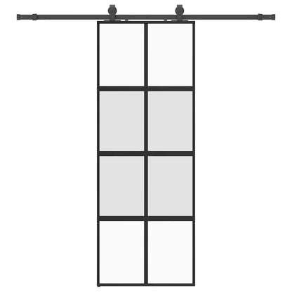 Porta Scorrevole Set Ferramenta Nera 76x205 cm Vetro Temperato