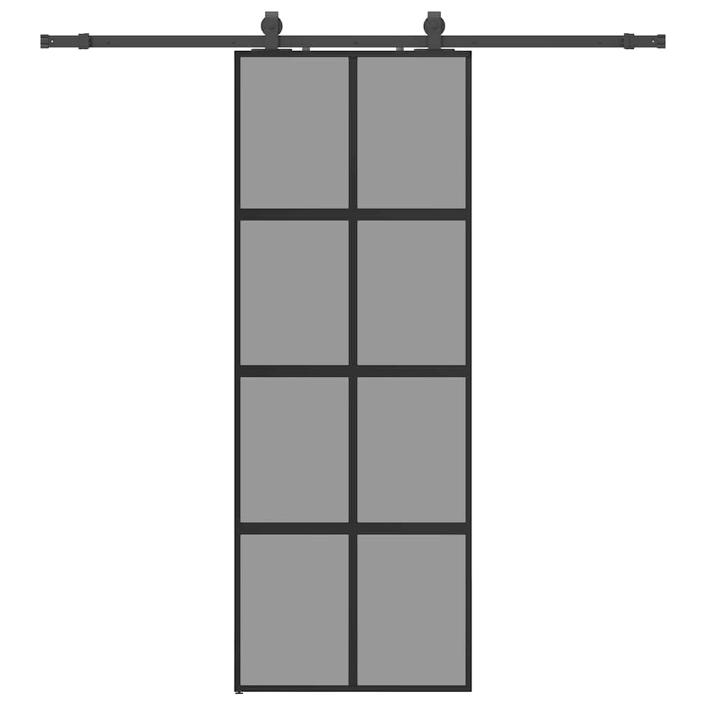 Porta Scorrevole Set Ferramenta Nera 76x205 cm Vetro Temperato