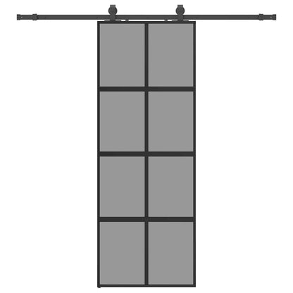 Porta Scorrevole Set Ferramenta Nera 76x205 cm Vetro Temperato