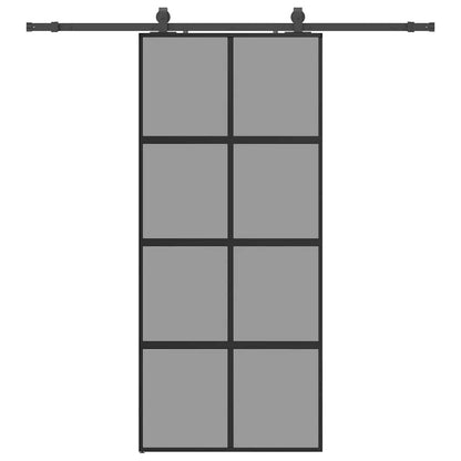 Porta Scorrevole Set Ferramenta Nera 90x205 cm Vetro Temperato