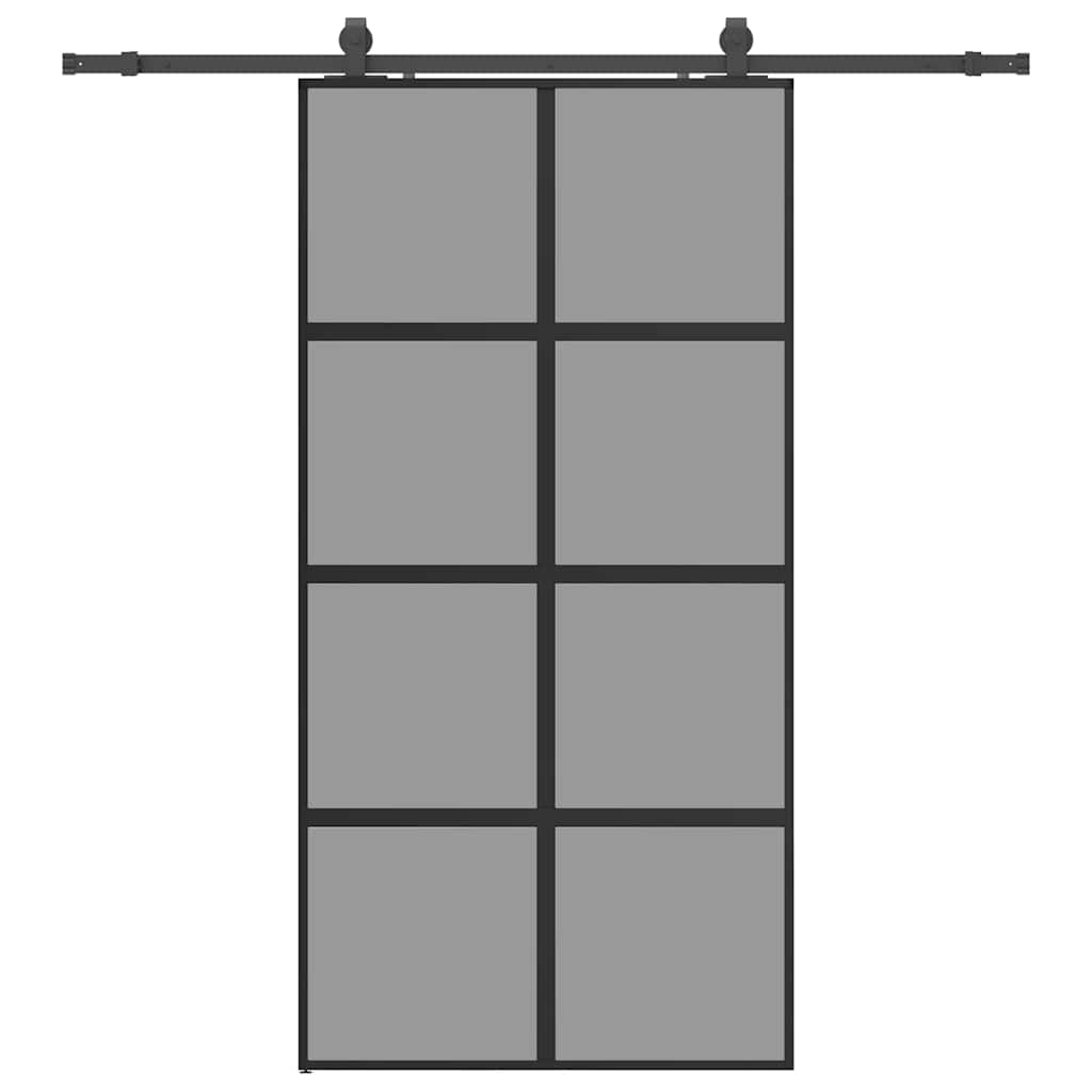 Porta Scorrevole Ferramenta Nera 102,5x205 cm Vetro Temperato
