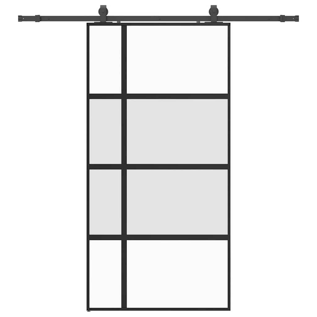 Porta Scorrevole Ferramenta Nera 102,5x205 cm Vetro Temperato