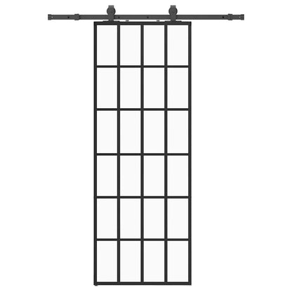 Porta Scorrevole con Ferramenta Nera 76x205 cm in Vetro ESG