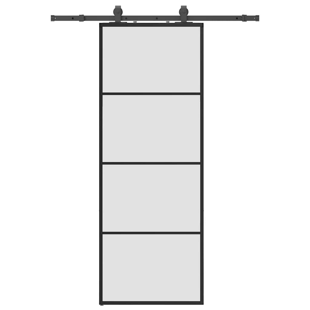 Porta Scorrevole con Ferramenta Nera 76x205 cm in Vetro ESG