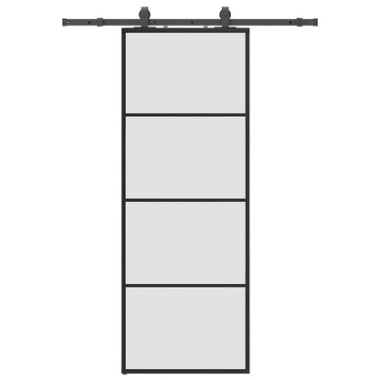 Porta Scorrevole con Ferramenta Nera 76x205 cm in Vetro ESG