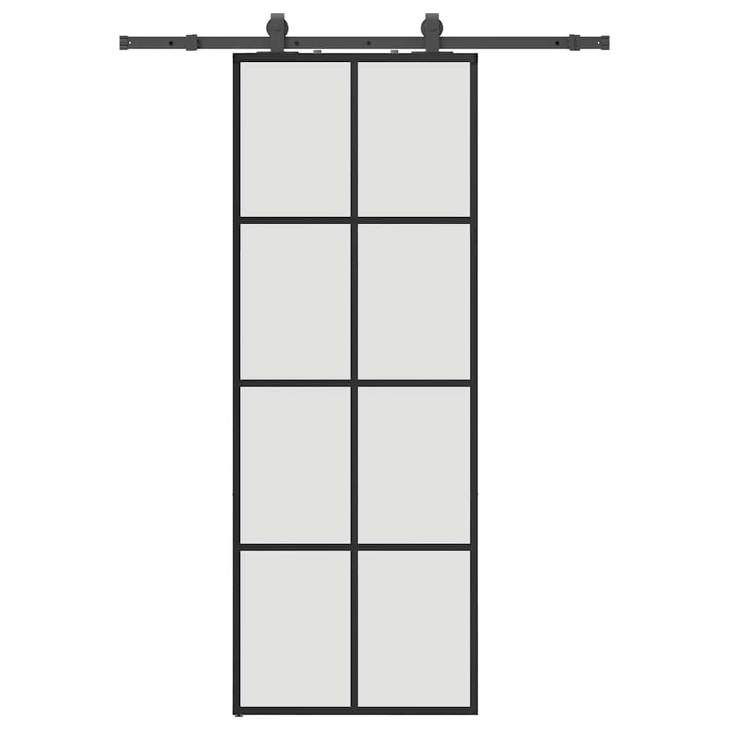 Porta Scorrevole con Ferramenta Nera 76x205 cm in Vetro ESG