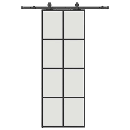 Porta Scorrevole con Ferramenta Nera 76x205 cm in Vetro ESG