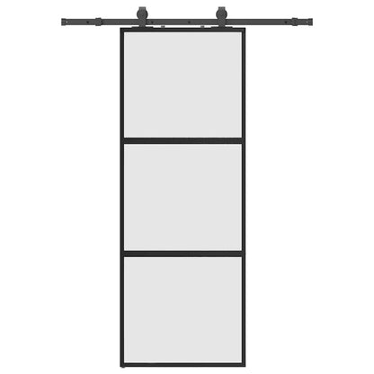 Porta Scorrevole Set Ferramenta Nera 76x205 cm Vetro Temperato