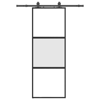 Porta Scorrevole Set Ferramenta Nera 76x205 cm Vetro Temperato