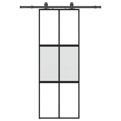 Porta Scorrevole Set Ferramenta Nera 76x205 cm Vetro Temperato