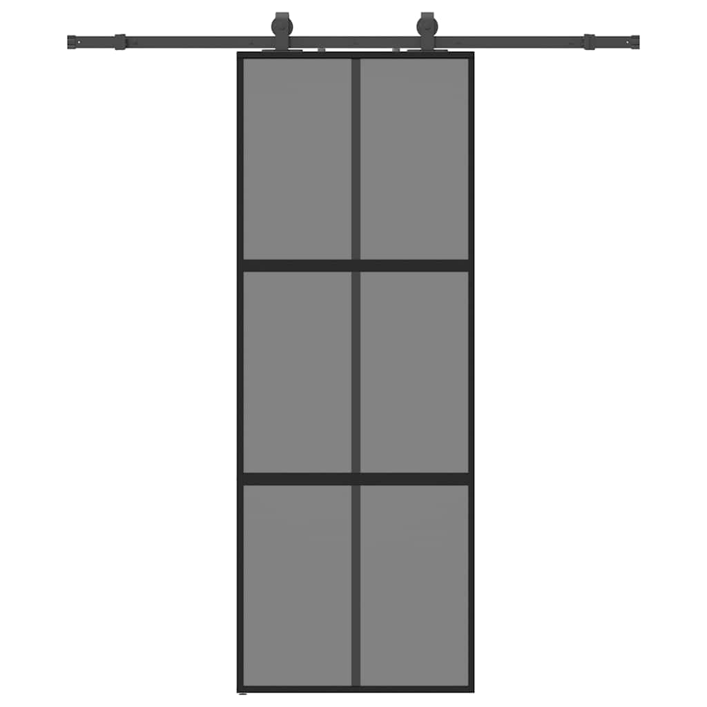 Porta Scorrevole Set Ferramenta Nera 76x205 cm Vetro Temperato