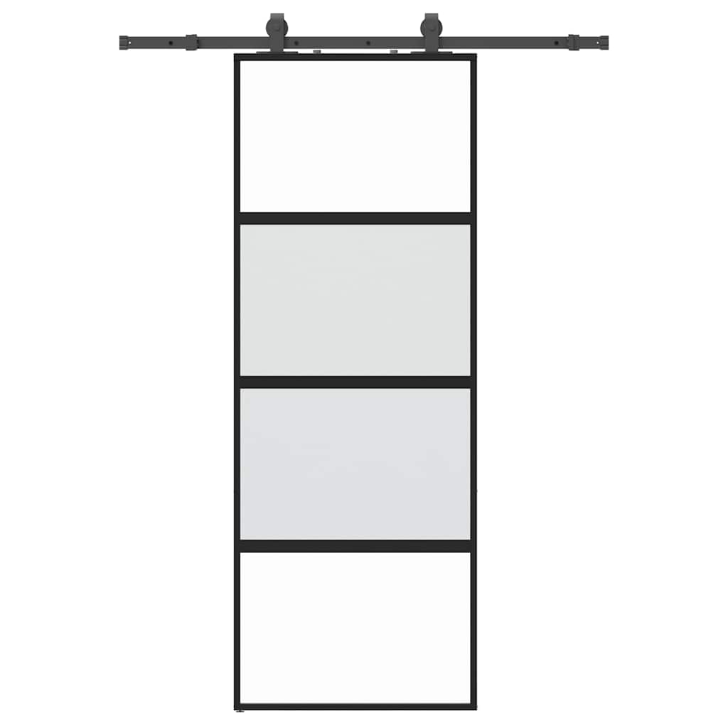 Porta Scorrevole Set Ferramenta Nera 76x205 cm Vetro Temperato