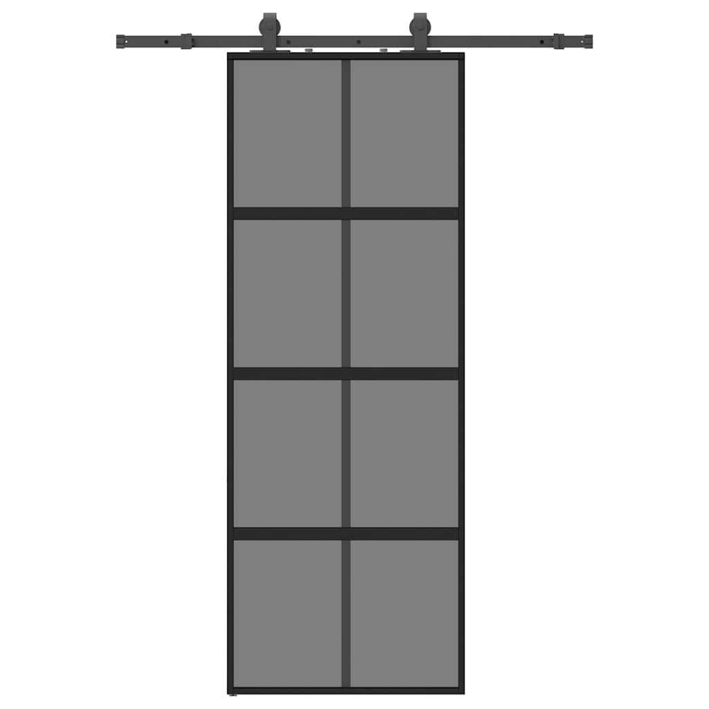 Porta Scorrevole Set Ferramenta Nera 76x205 cm Vetro Temperato