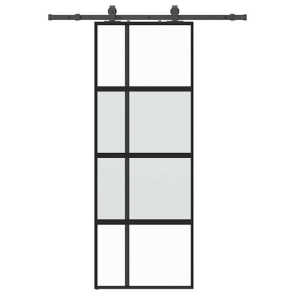 Porta Scorrevole Set Ferramenta Nera 76x205 cm Vetro Temperato