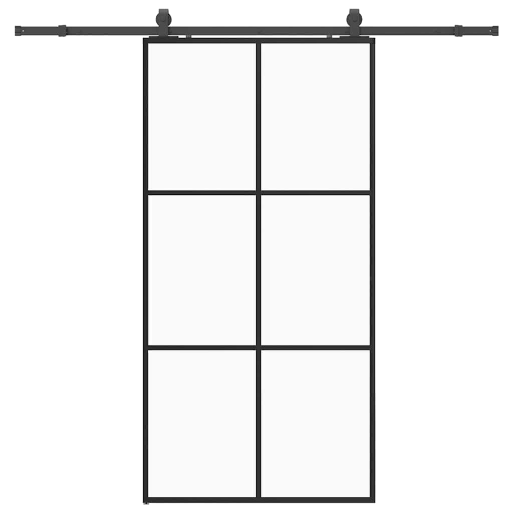 Porta Scorrevole con Ferramenta Nera 102x205 cm in Vetro ESG