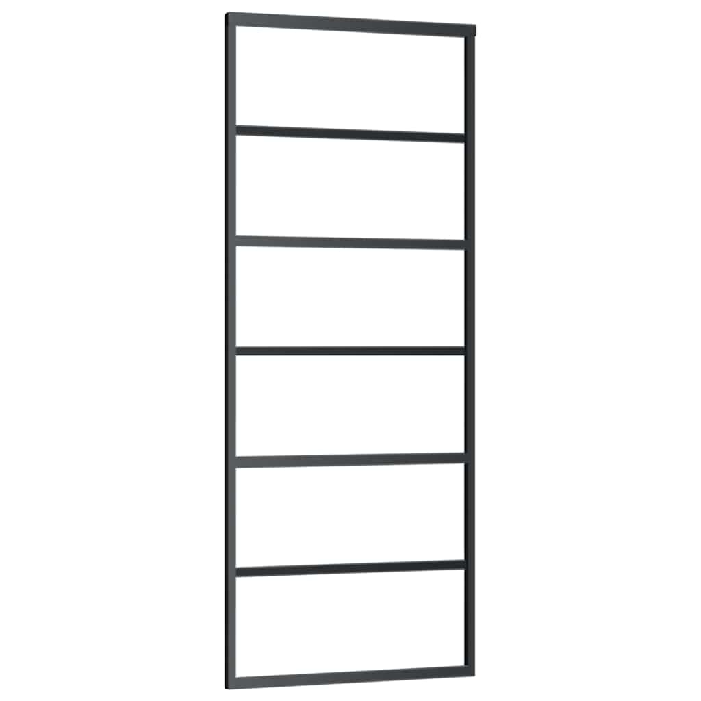 Porta Scorrevole con Ferramenta Nera 76x205 cm in Vetro ESG